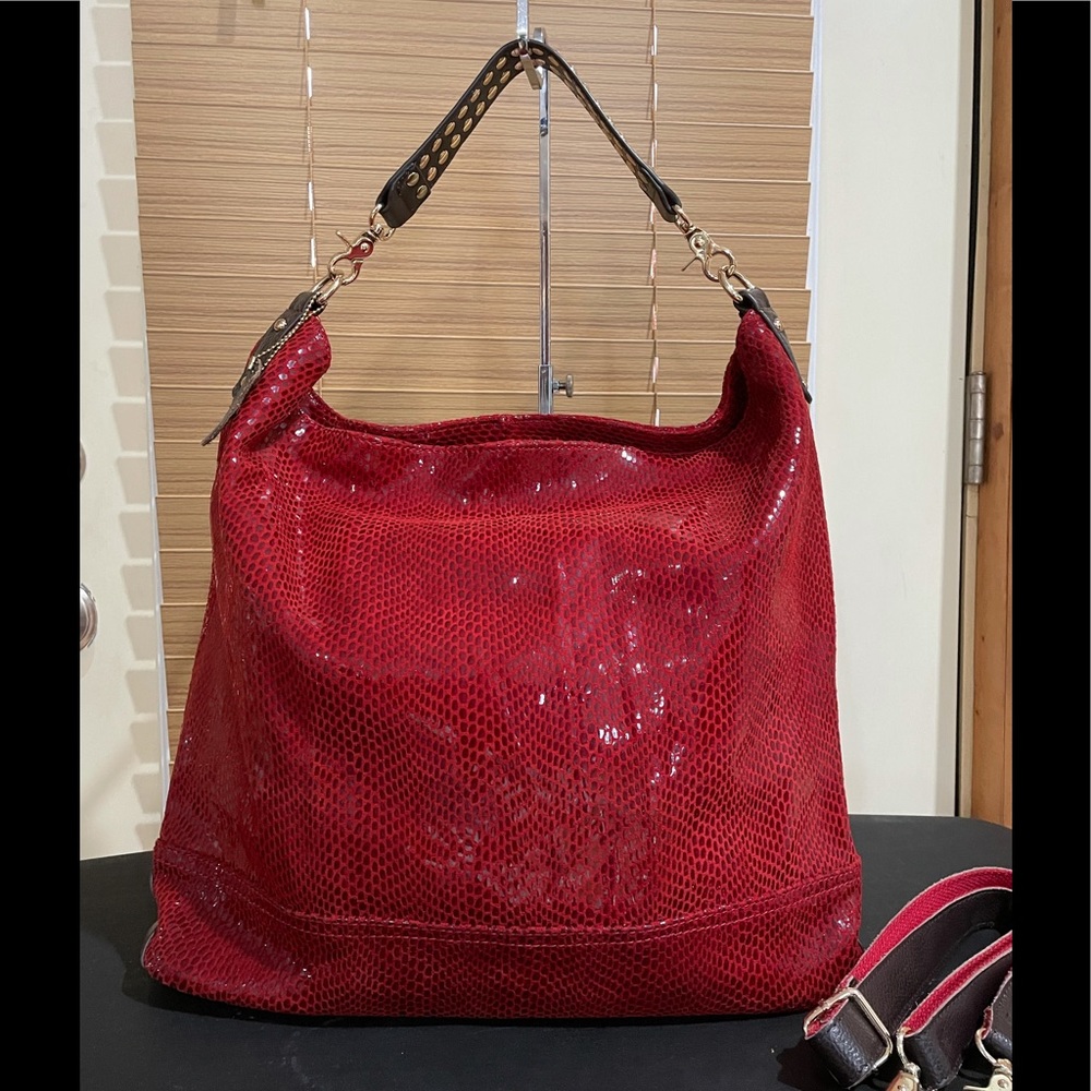 Hobo Bag Y2K Sprakly Red Genuine Leather